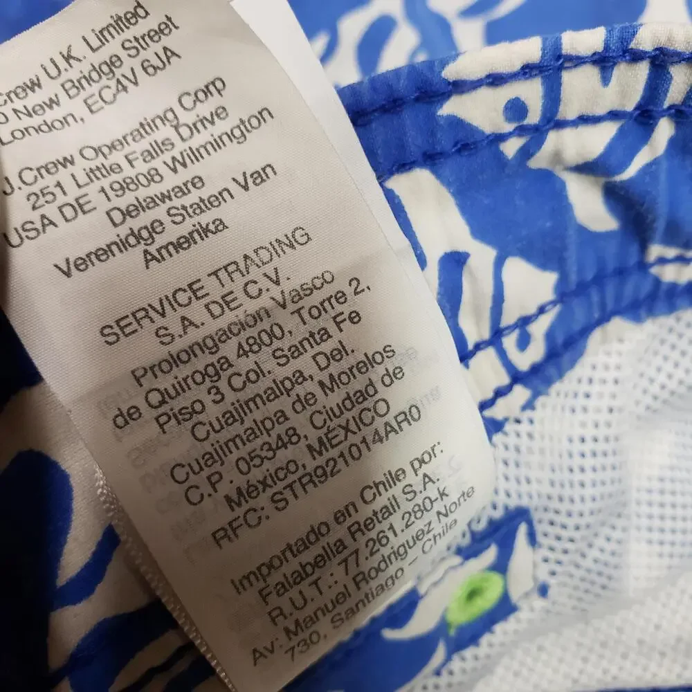 J.Crew Swim Shorts Boys Small Blue Fish Print Mesh Lined Elastic Waist Trunks